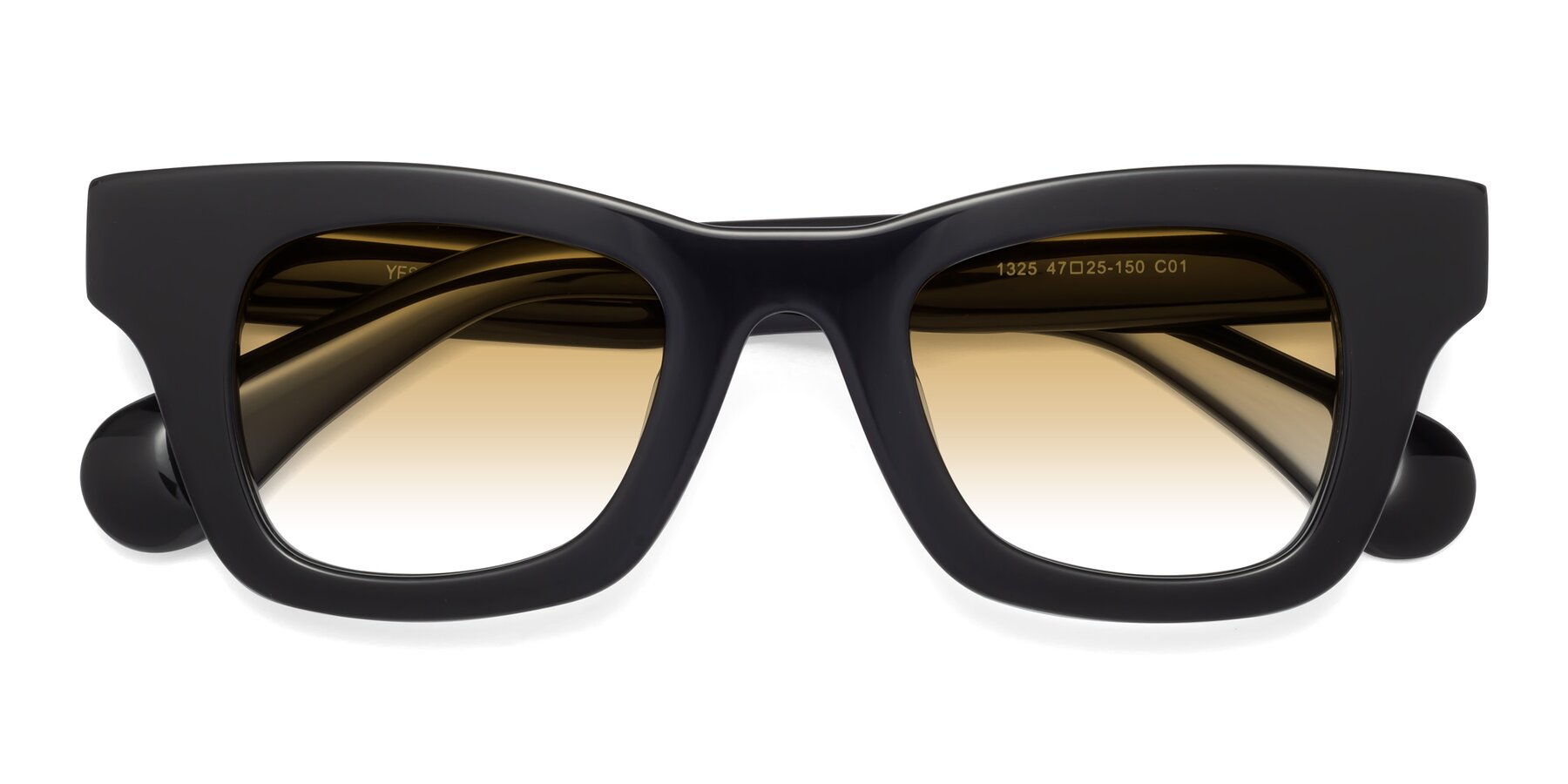 Folded Front of Route in Black with Champagne Gradient Lenses