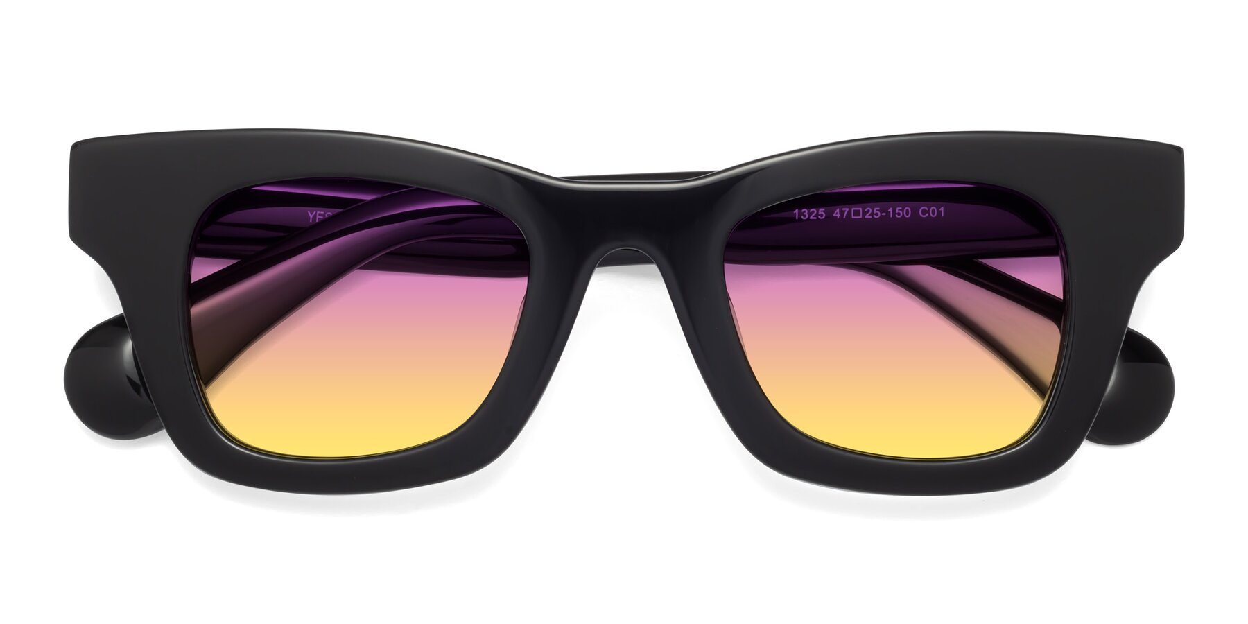 Folded Front of Route in Black with Purple / Yellow Gradient Lenses