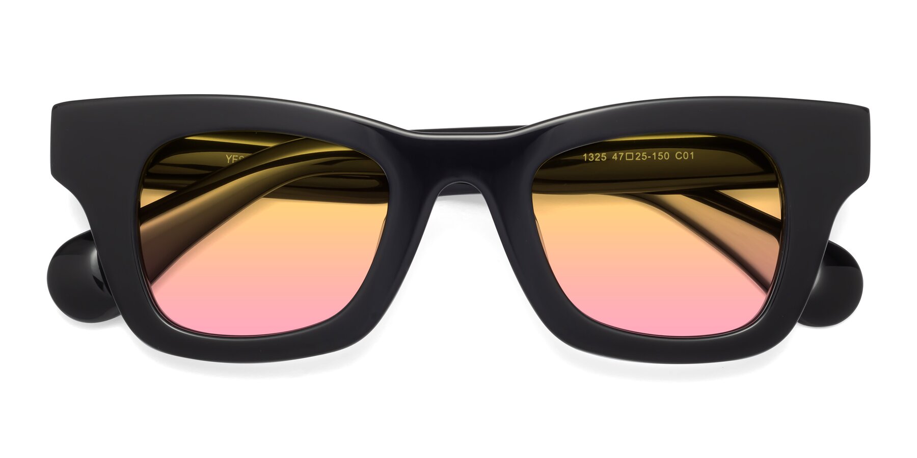 Folded Front of Route in Black with Yellow / Pink Gradient Lenses