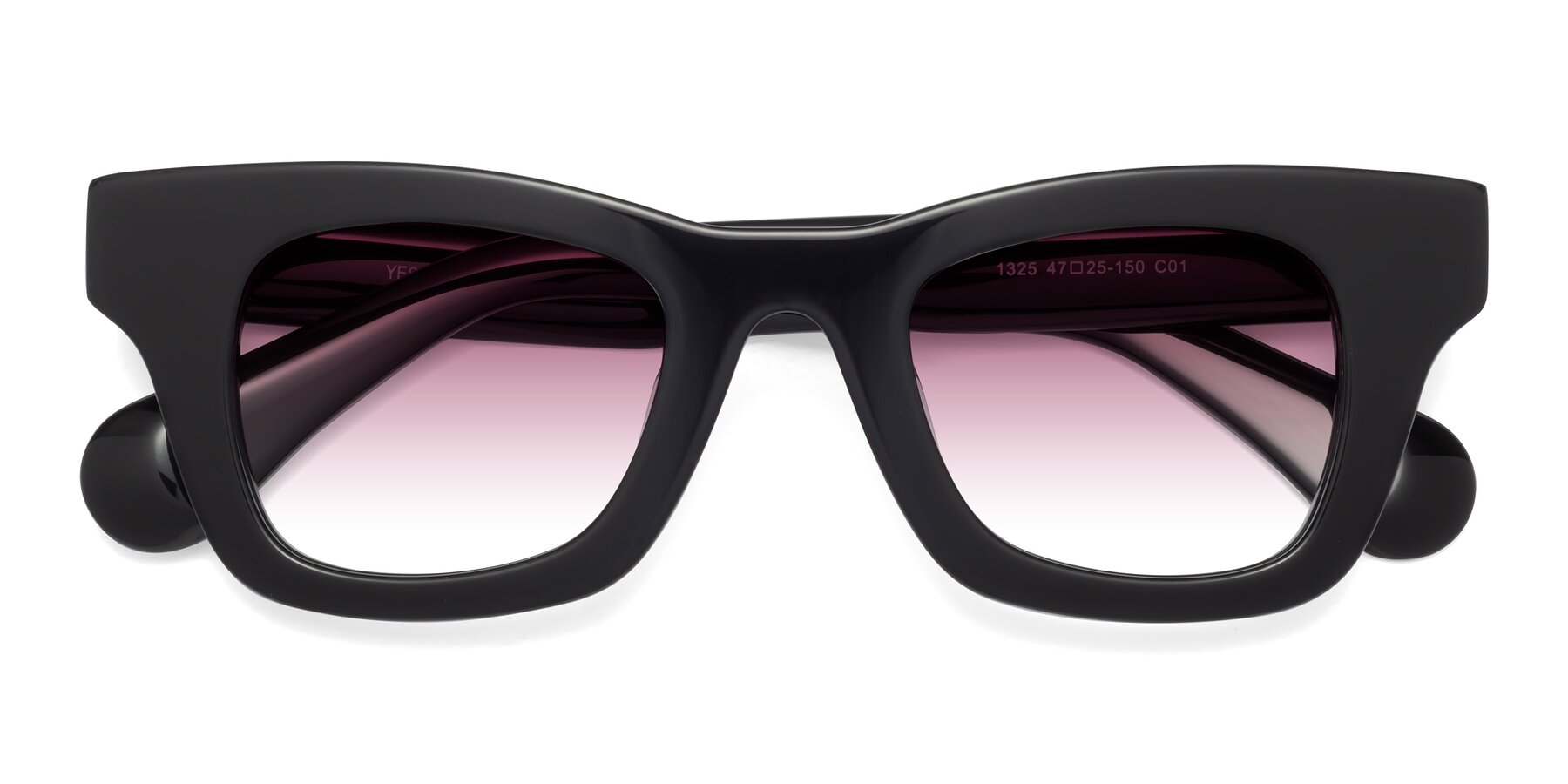 Folded Front of Route in Black with Wine Gradient Lenses