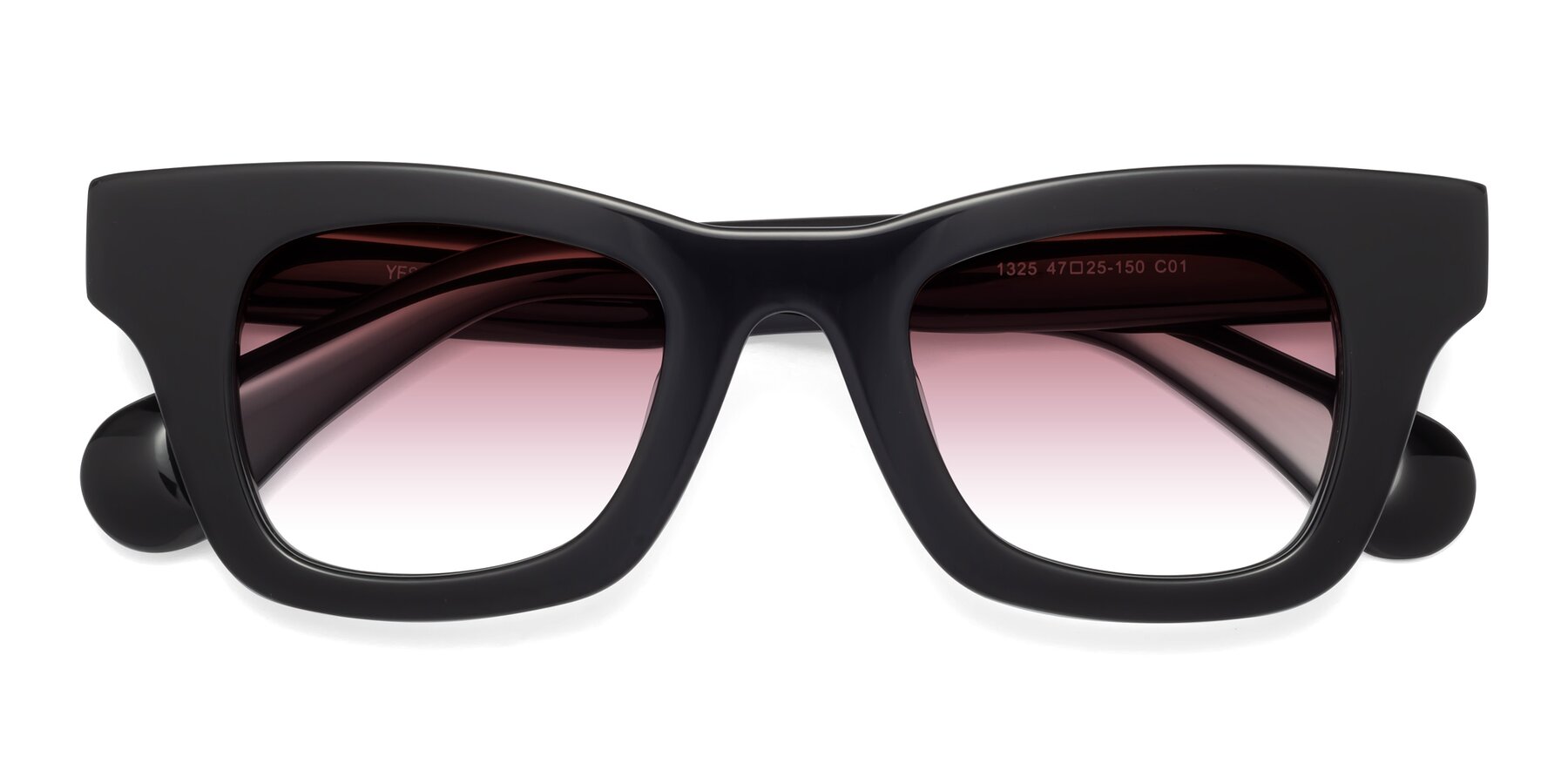 Folded Front of Route in Black with Garnet Gradient Lenses