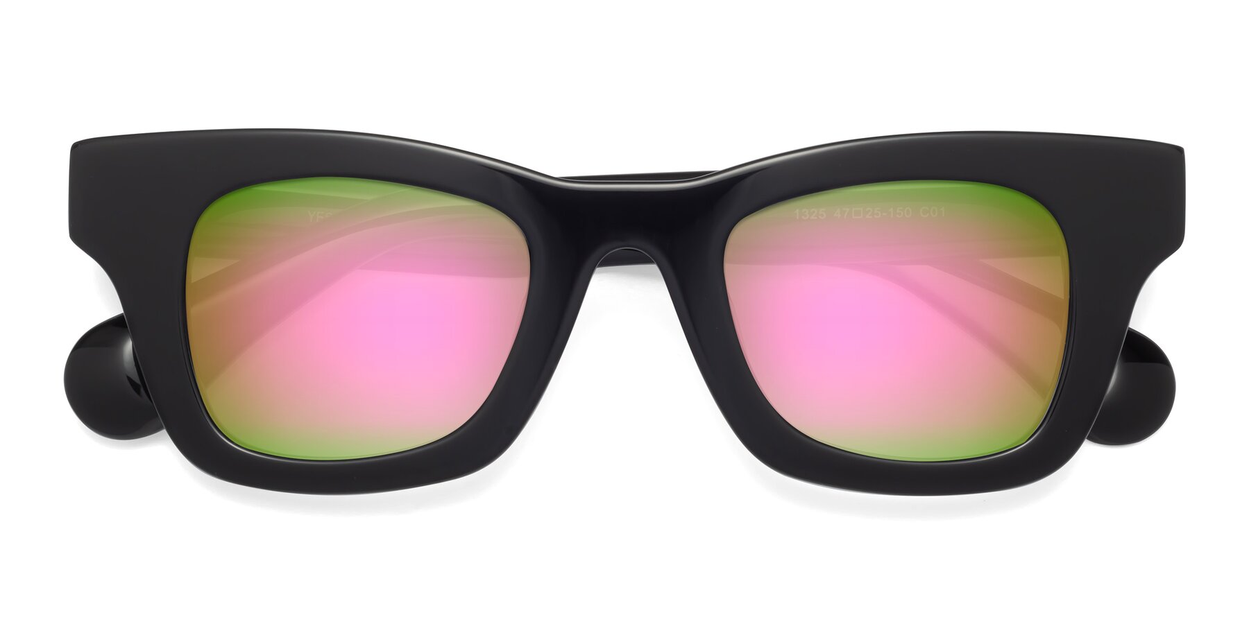 Folded Front of Route in Black with Pink Mirrored Lenses