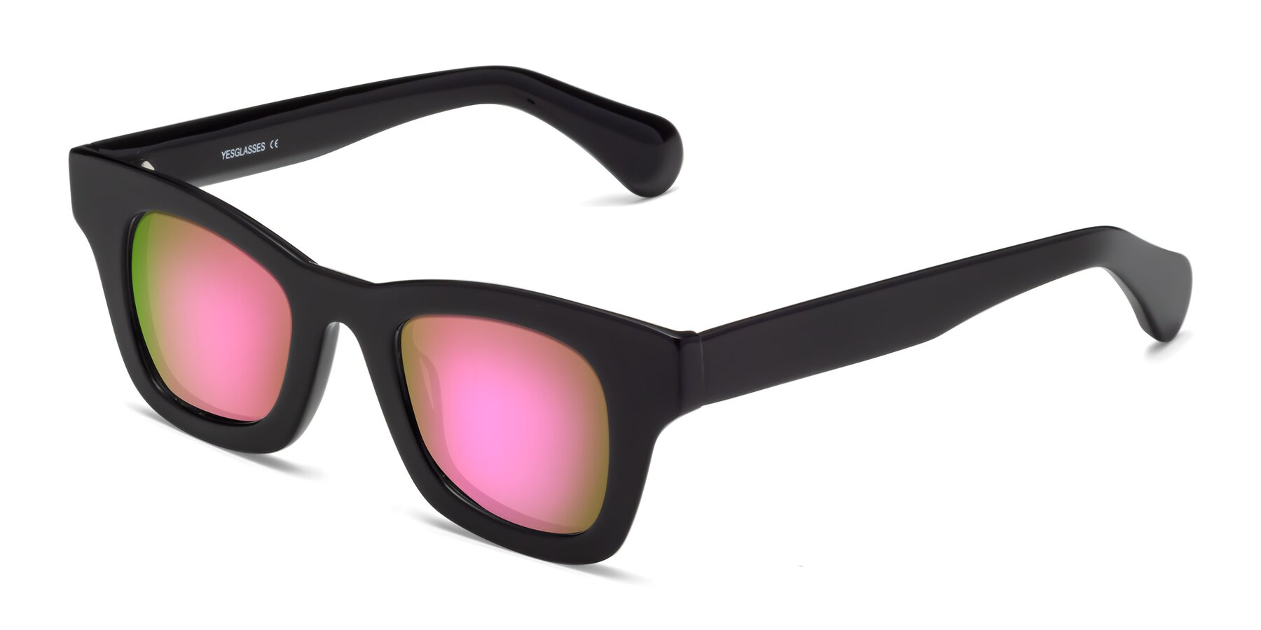 Angle of Route in Black with Pink Mirrored Lenses