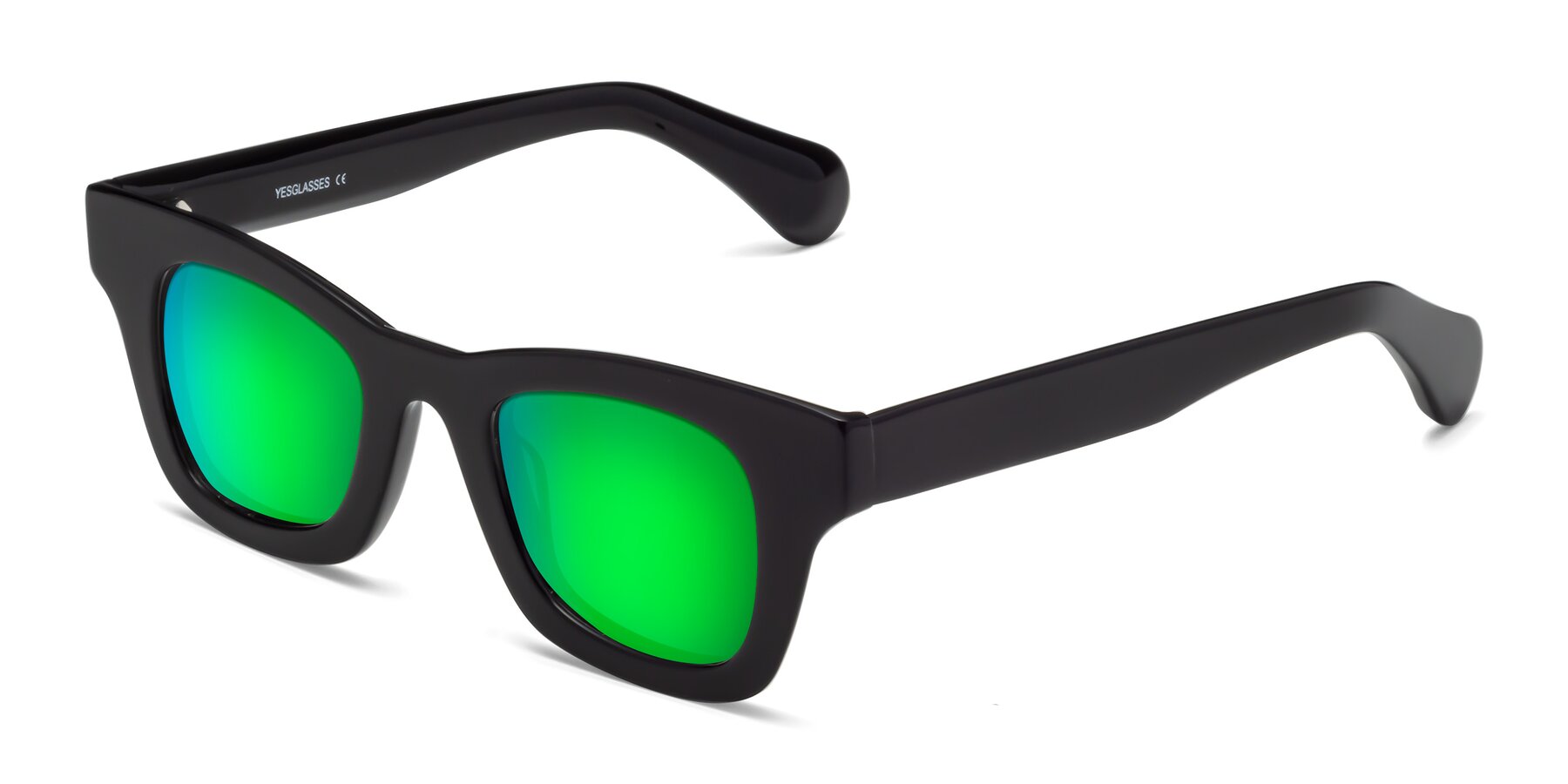 Angle of Route in Black with Green Mirrored Lenses