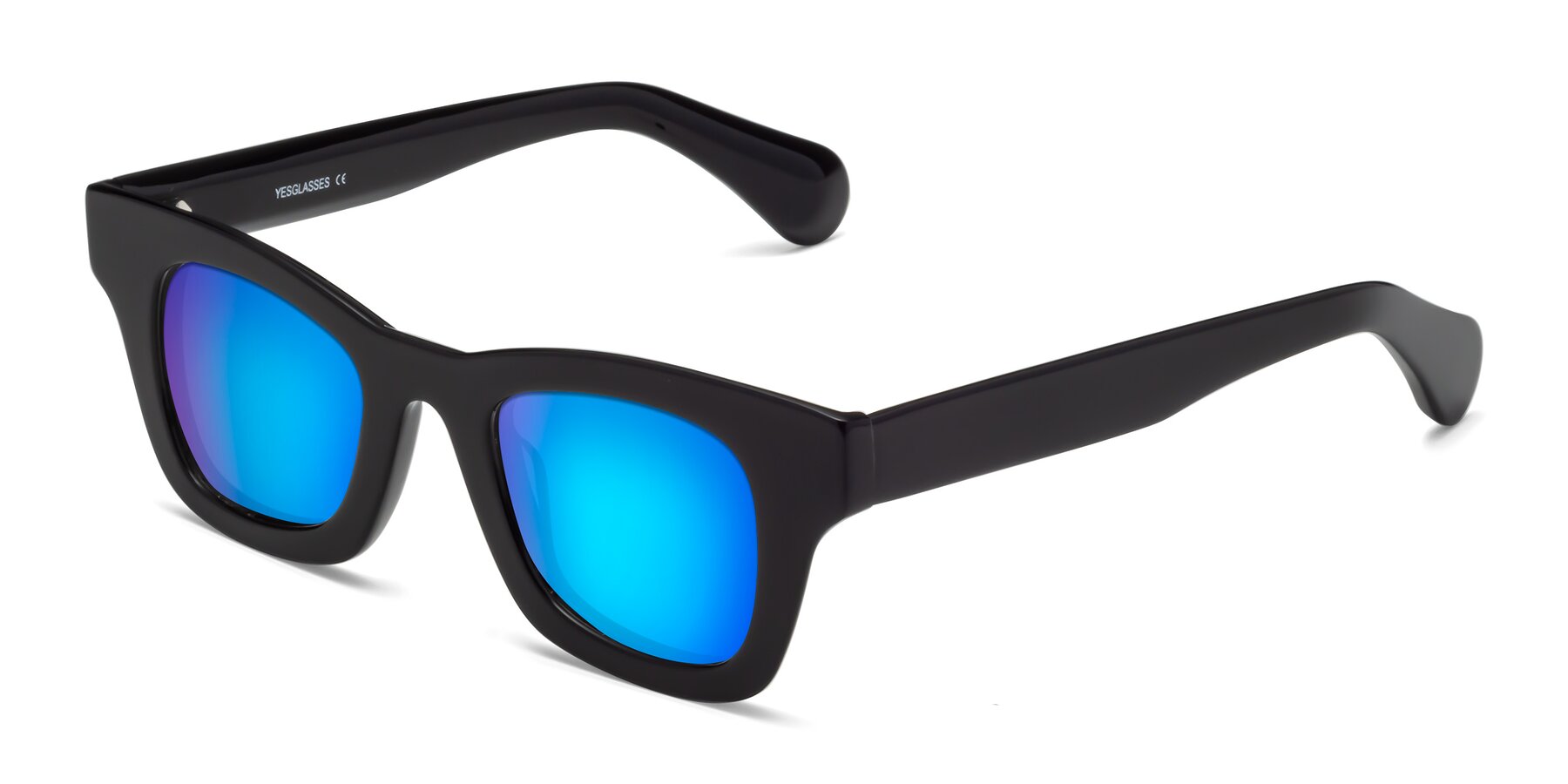 Angle of Route in Black with Blue Mirrored Lenses