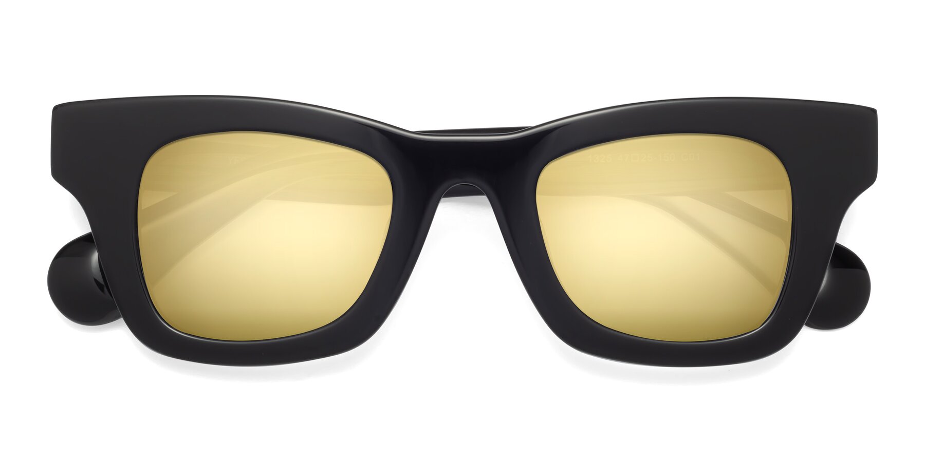 Folded Front of Route in Black with Gold Mirrored Lenses