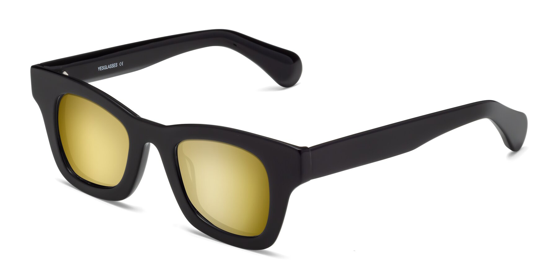 Angle of Route in Black with Gold Mirrored Lenses