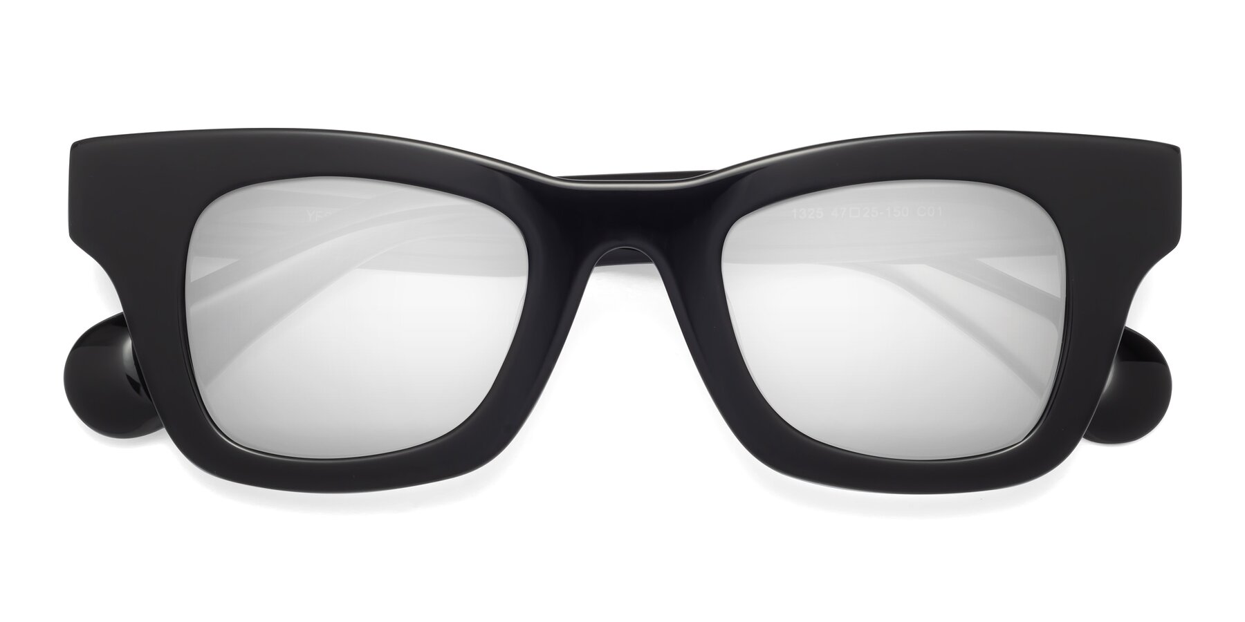 Folded Front of Route in Black with Silver Mirrored Lenses