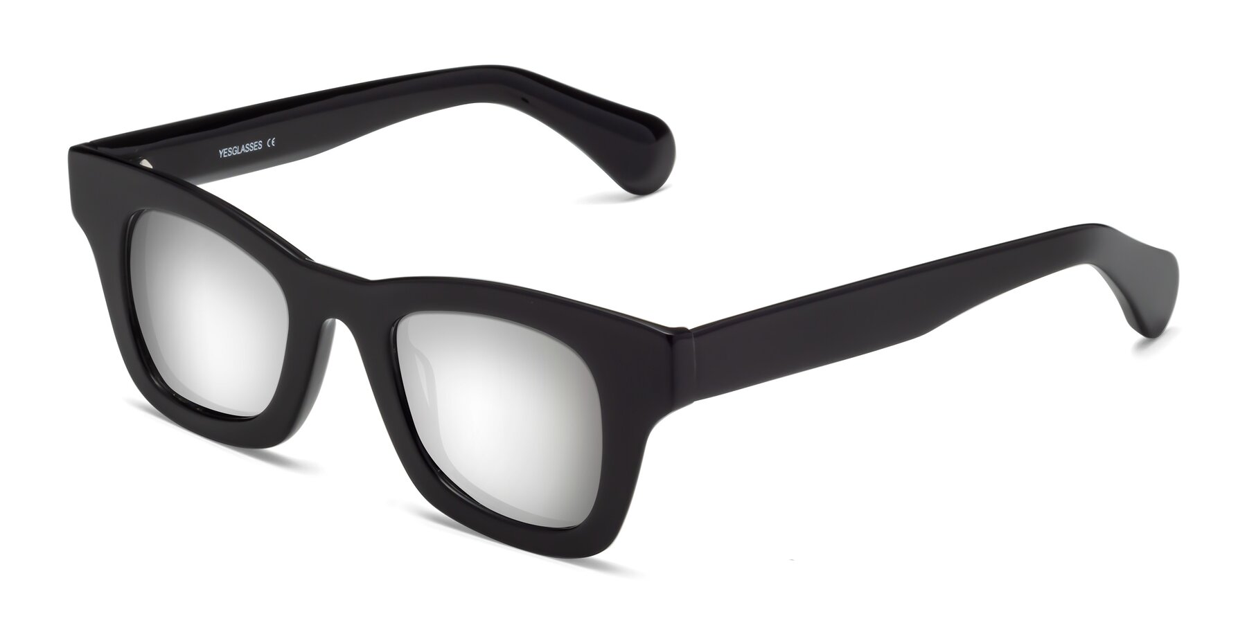 Angle of Route in Black with Silver Mirrored Lenses