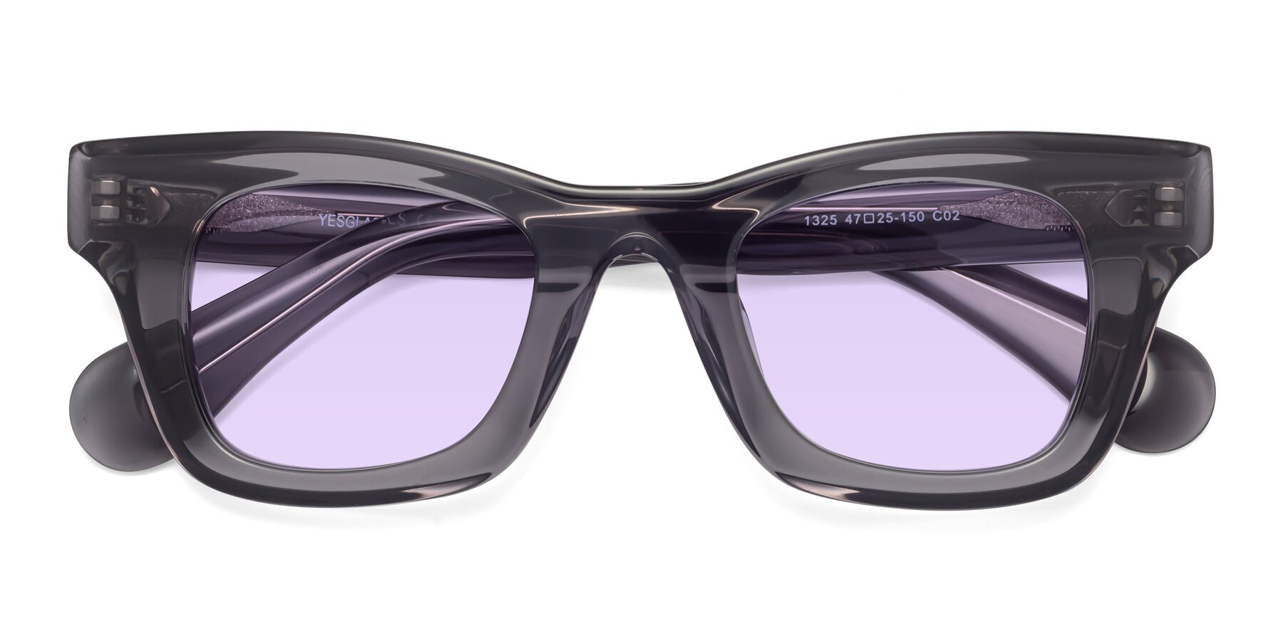 Folded Front of Route in Gray with Light Purple Tinted Lenses