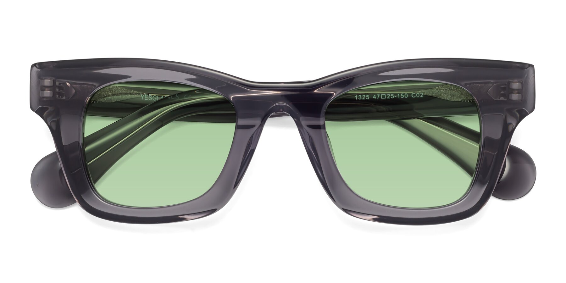 Folded Front of Route in Gray with Medium Green Tinted Lenses