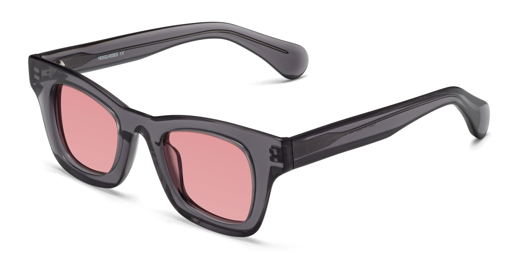 Angle of Route in Gray with Medium Garnet Tinted Lenses