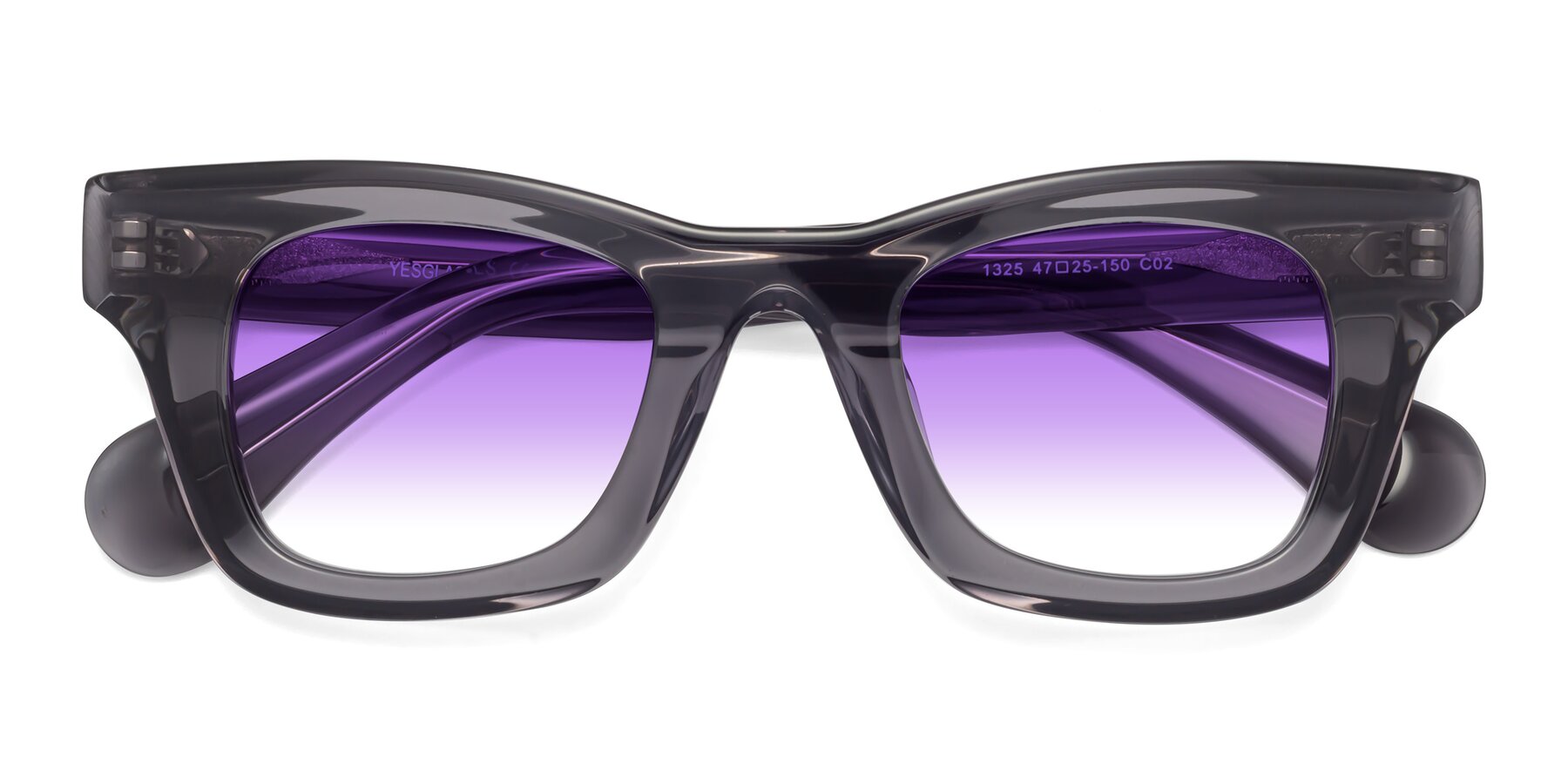 Folded Front of Route in Gray with Purple Gradient Lenses