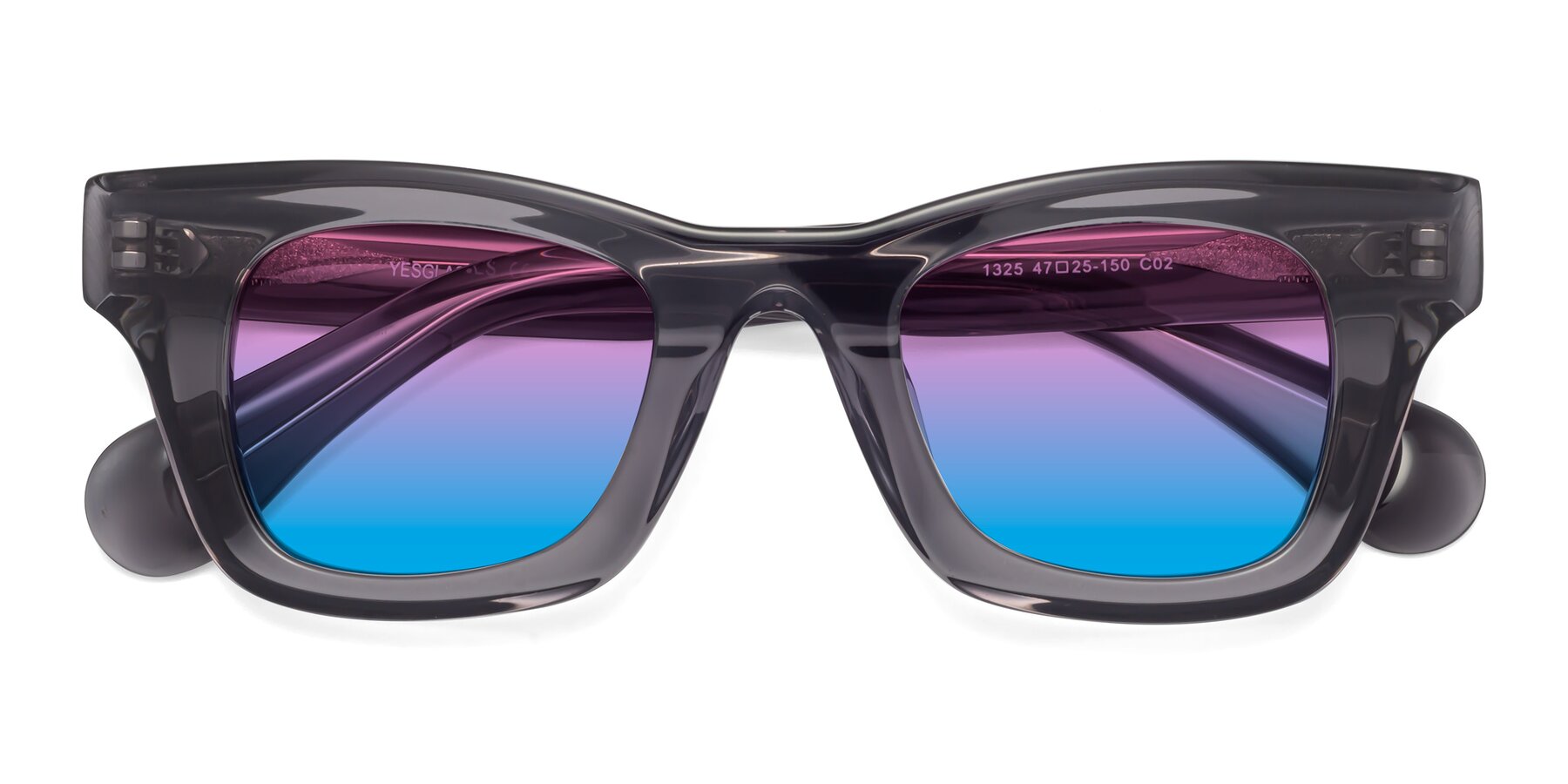 Folded Front of Route in Gray with Pink / Blue Gradient Lenses