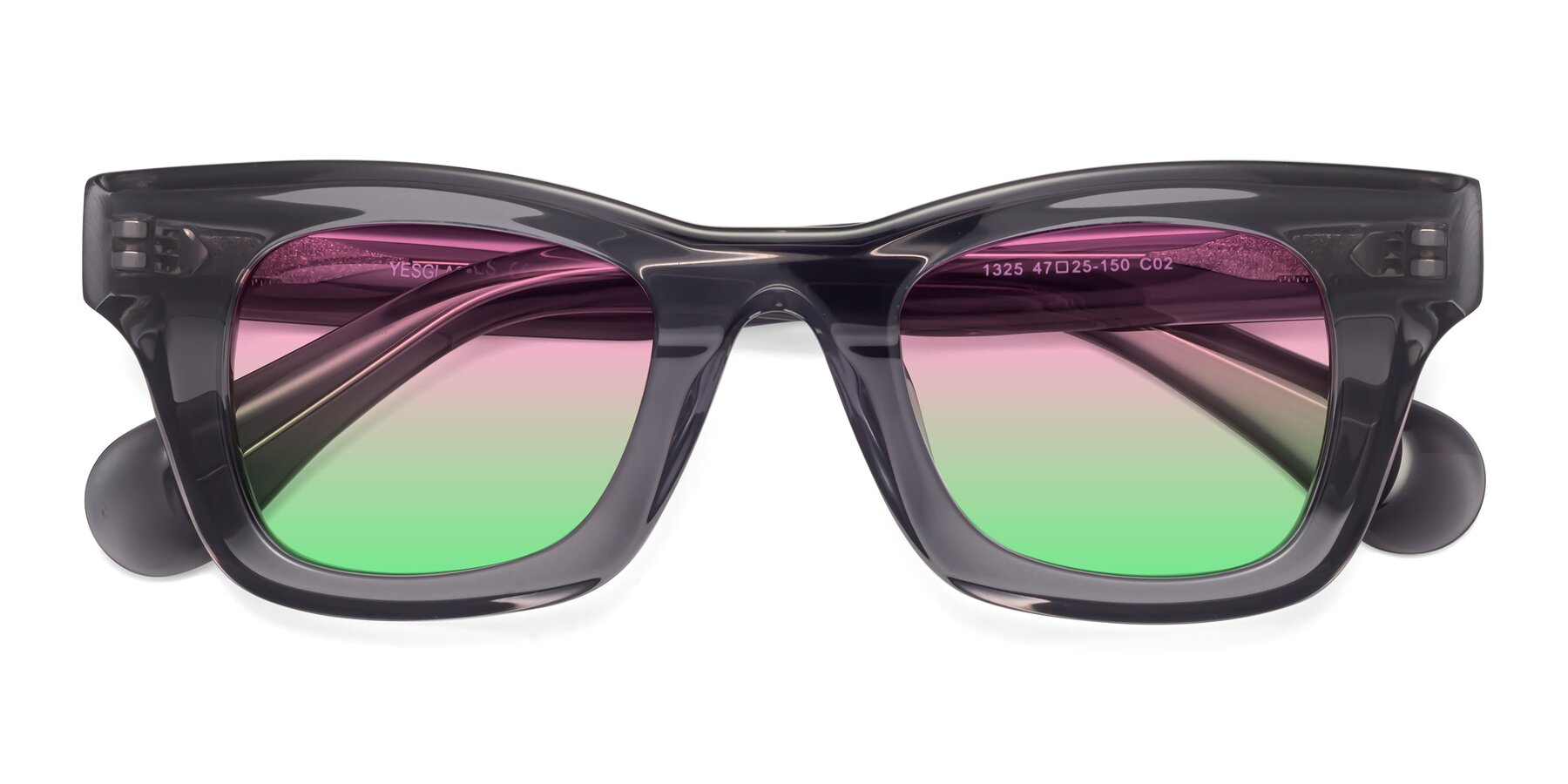 Folded Front of Route in Gray with Pink / Green Gradient Lenses