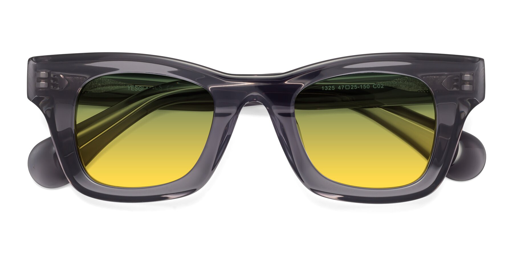 Folded Front of Route in Gray with Green / Yellow Gradient Lenses