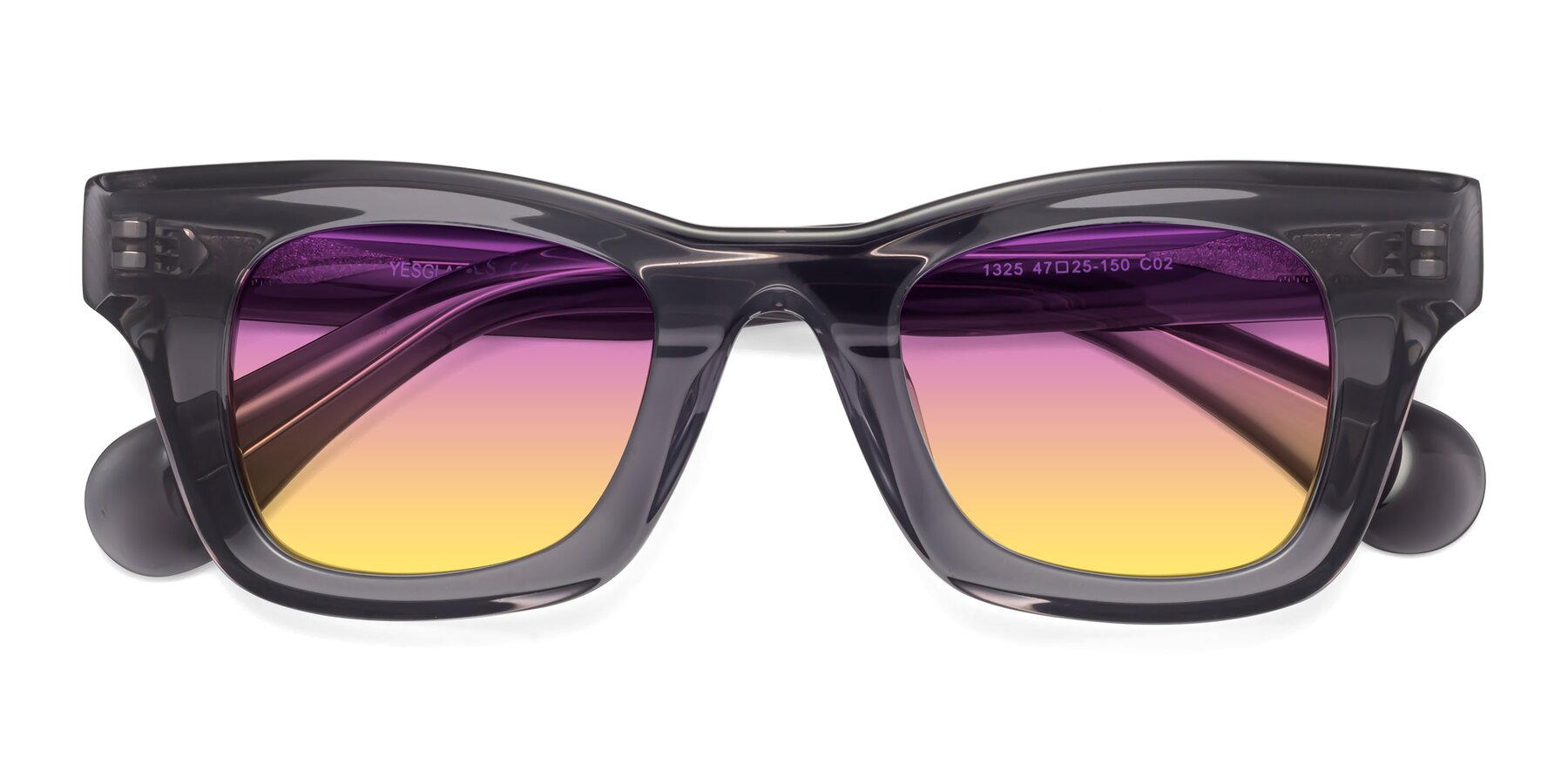 Folded Front of Route in Gray with Purple / Yellow Gradient Lenses