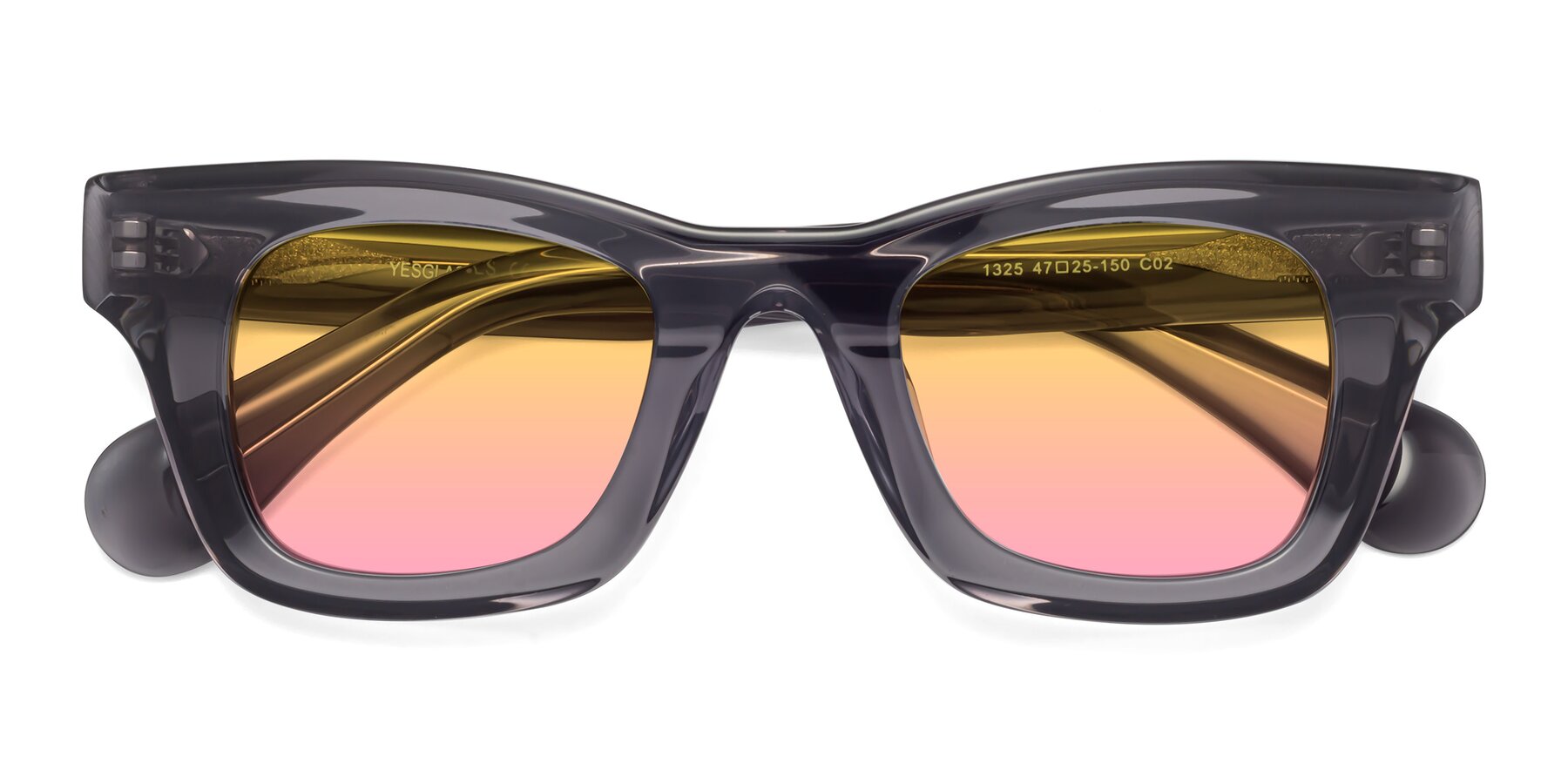 Folded Front of Route in Gray with Yellow / Pink Gradient Lenses