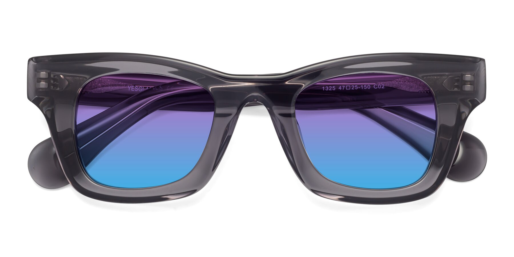 Folded Front of Route in Gray with Purple / Blue Gradient Lenses