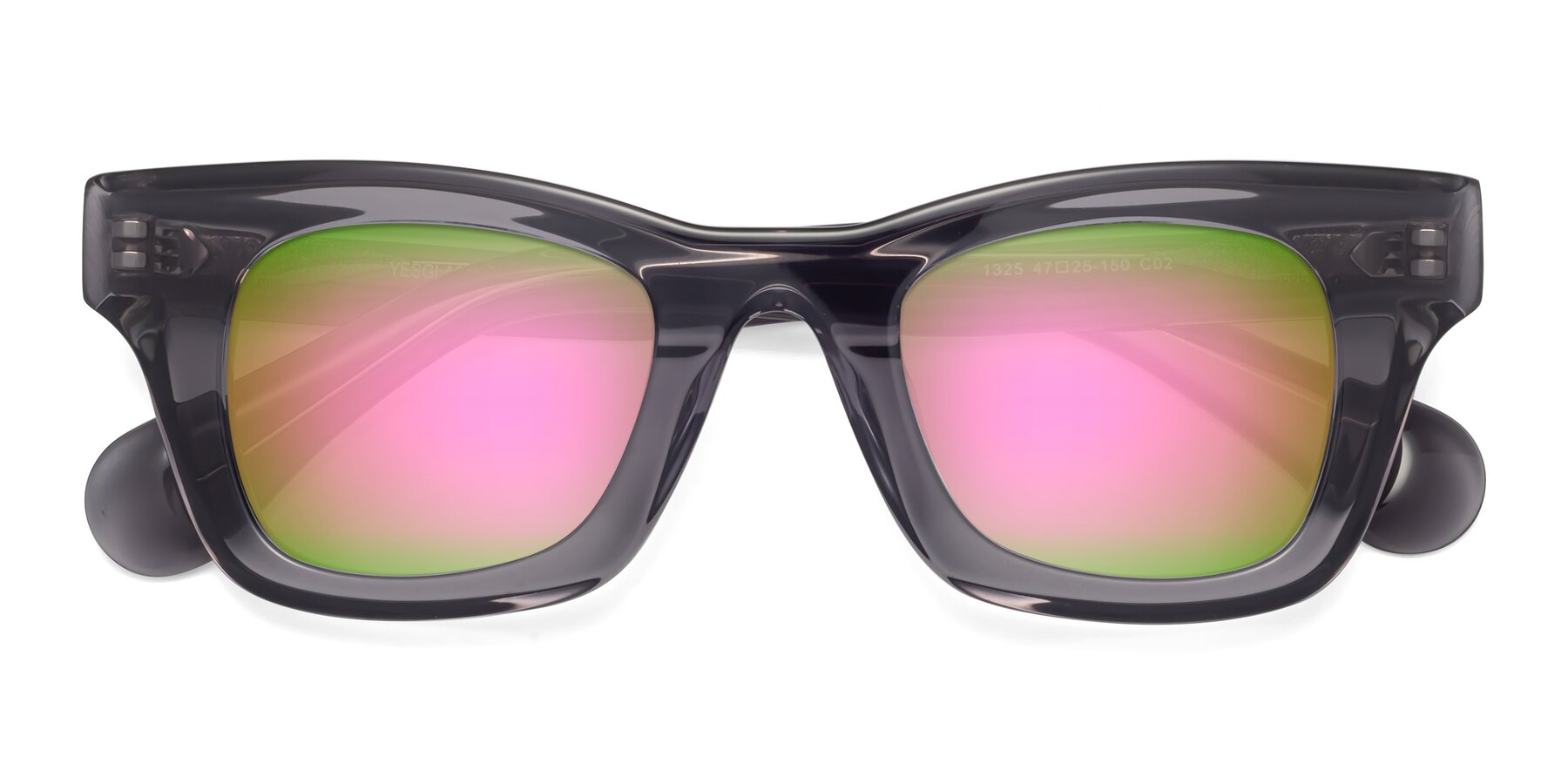 Folded Front of Route in Gray with Pink Mirrored Lenses