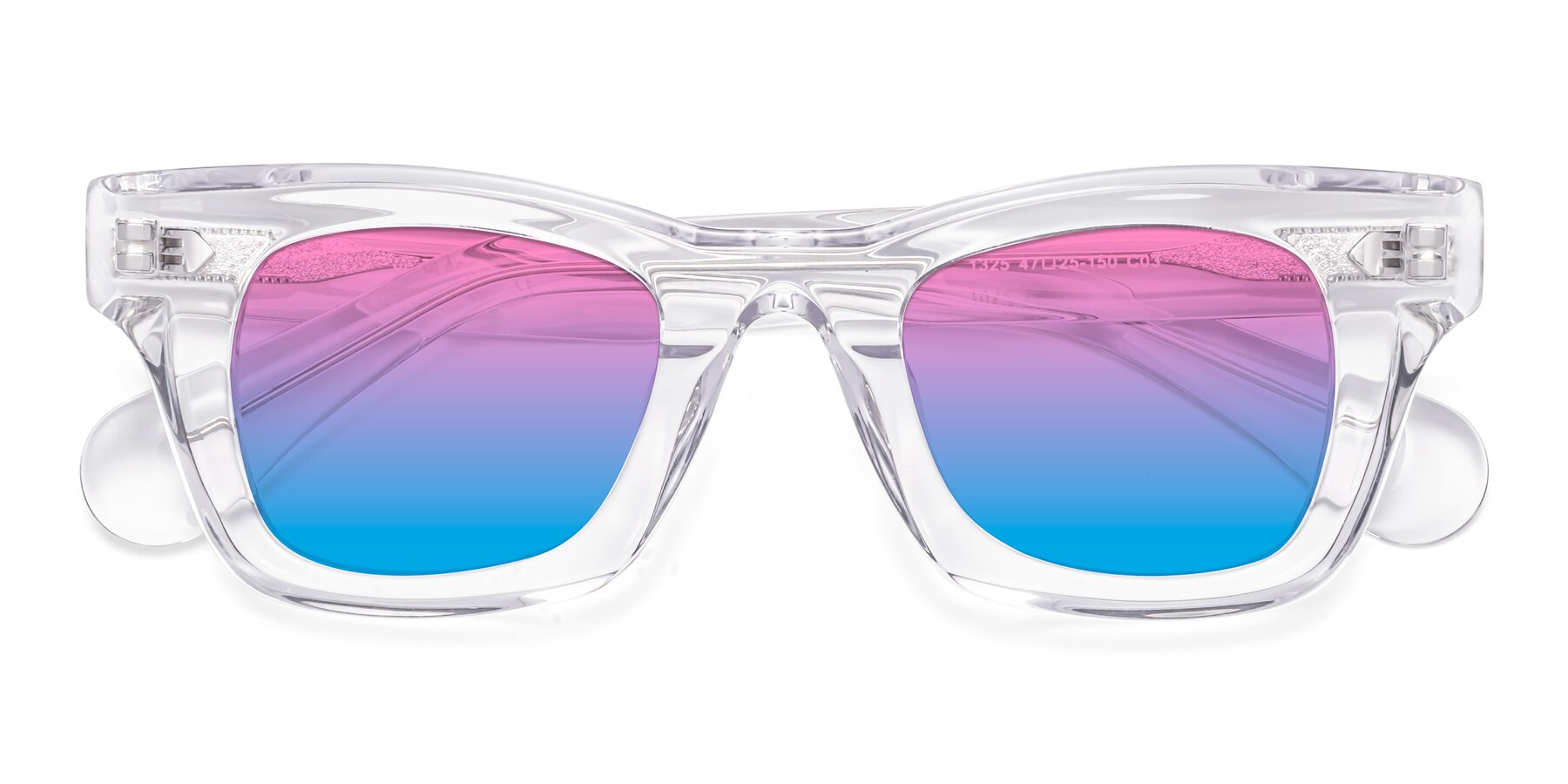 Folded Front of Route in Clear with Pink / Blue Gradient Lenses