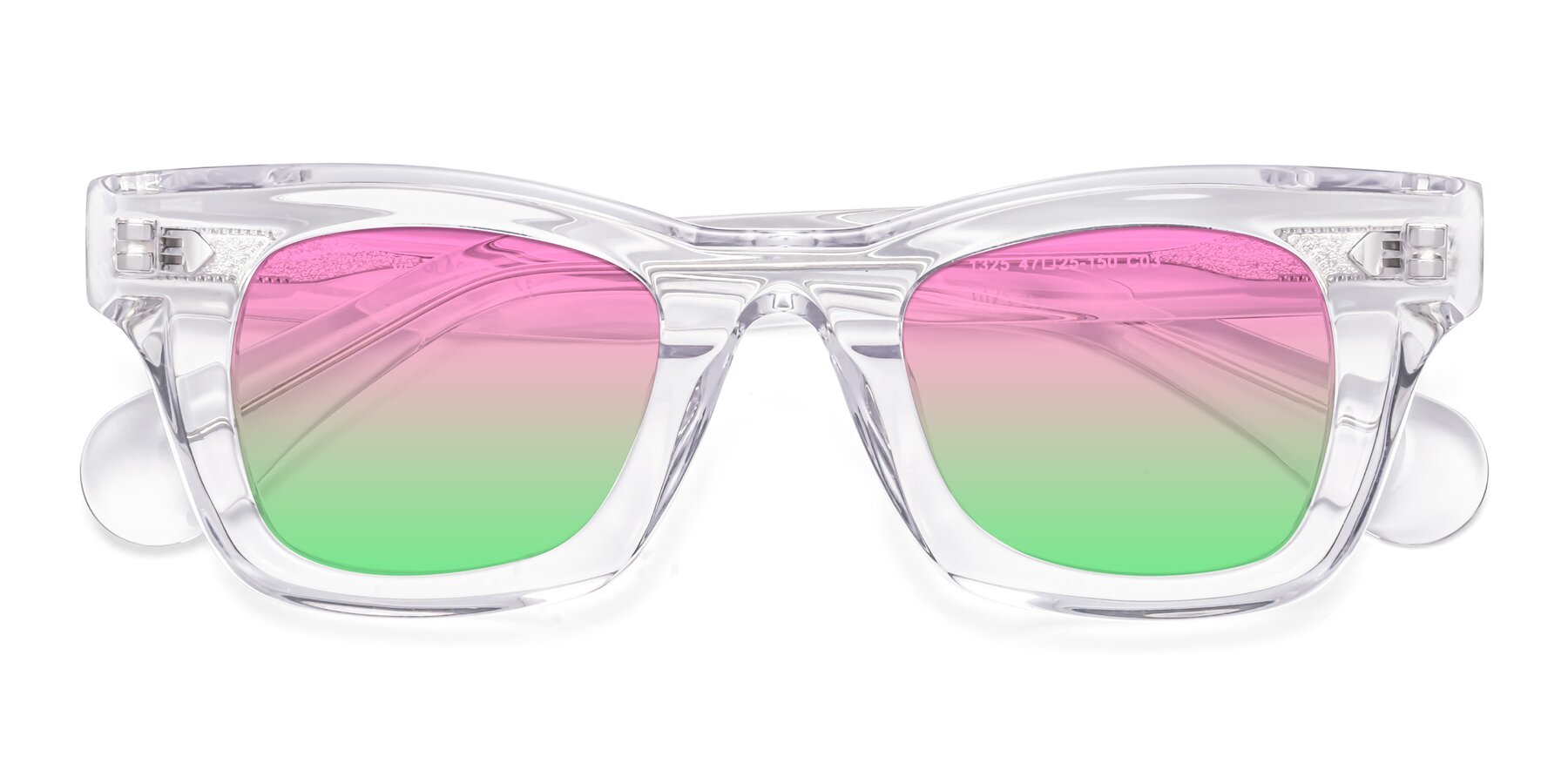 Folded Front of Route in Clear with Pink / Green Gradient Lenses