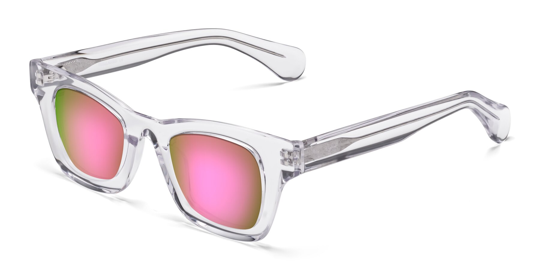 Angle of Route in Clear with Pink Mirrored Lenses
