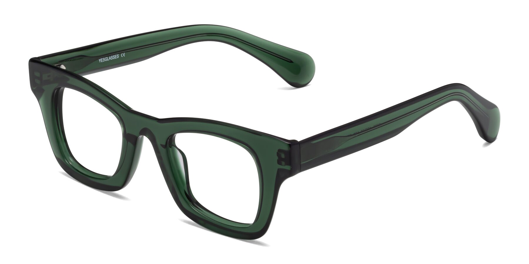 Angle of Route in Jade Green with Clear Blue Light Blocking Lenses