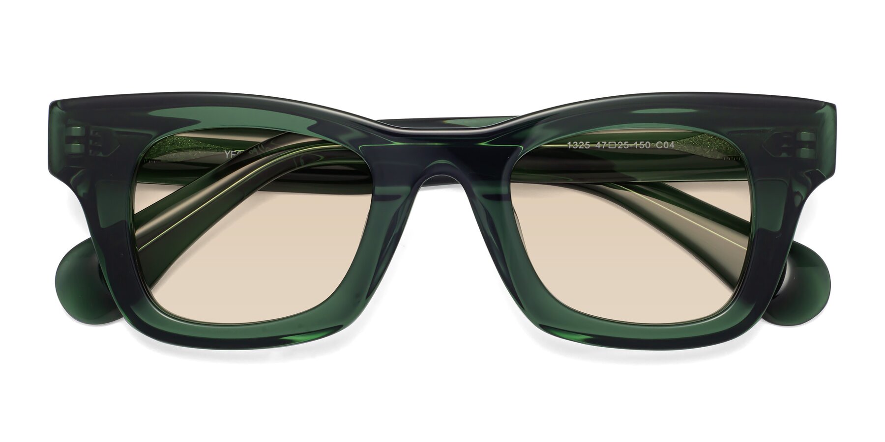 Folded Front of Route in Jade Green with Light Brown Tinted Lenses