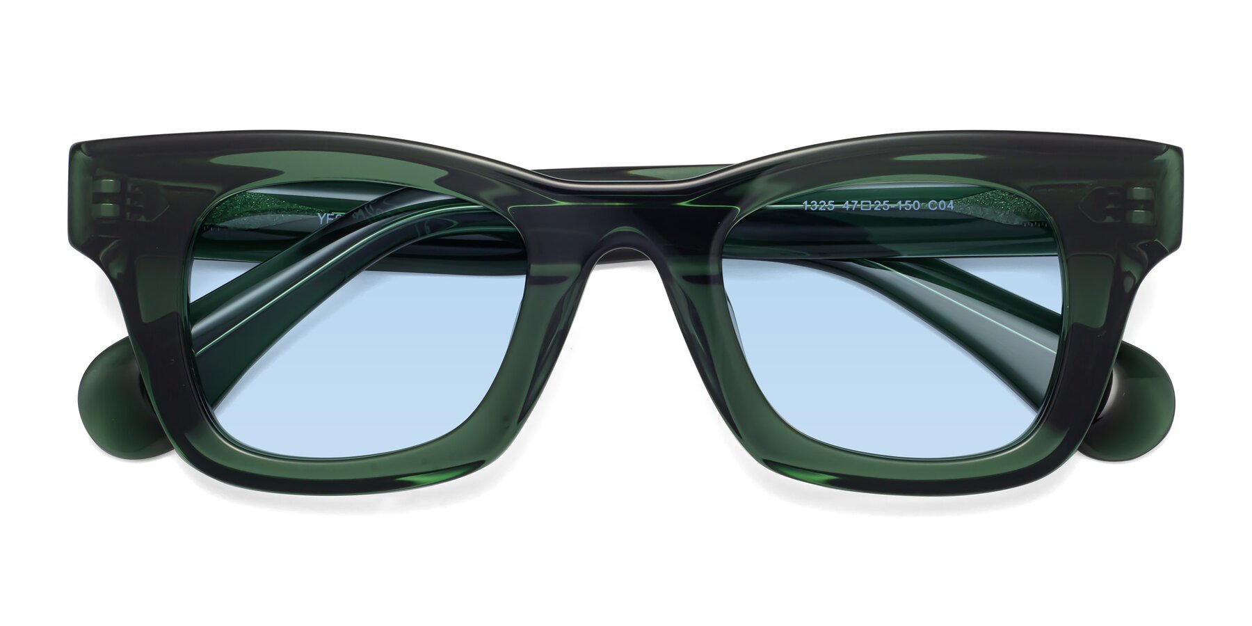 Folded Front of Route in Jade Green with Light Blue Tinted Lenses