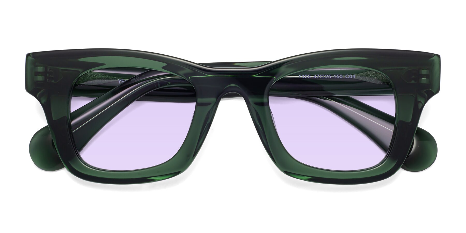 Folded Front of Route in Jade Green with Light Purple Tinted Lenses
