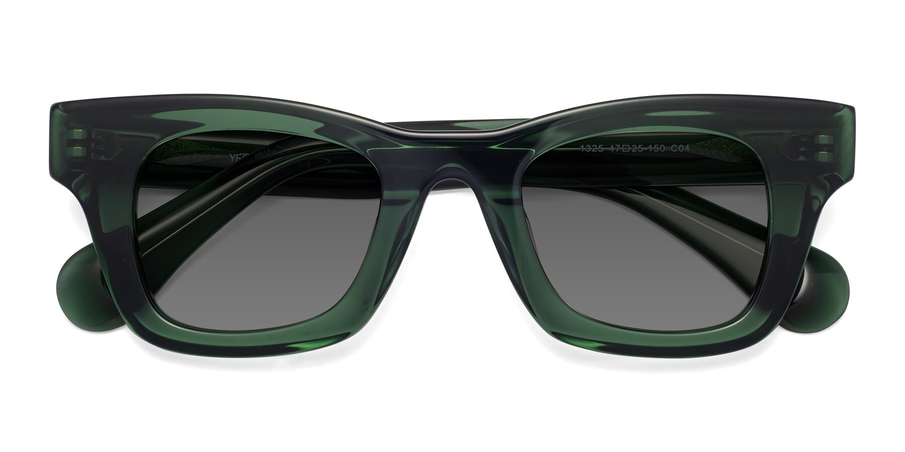 Folded Front of Route in Jade Green with Medium Gray Tinted Lenses