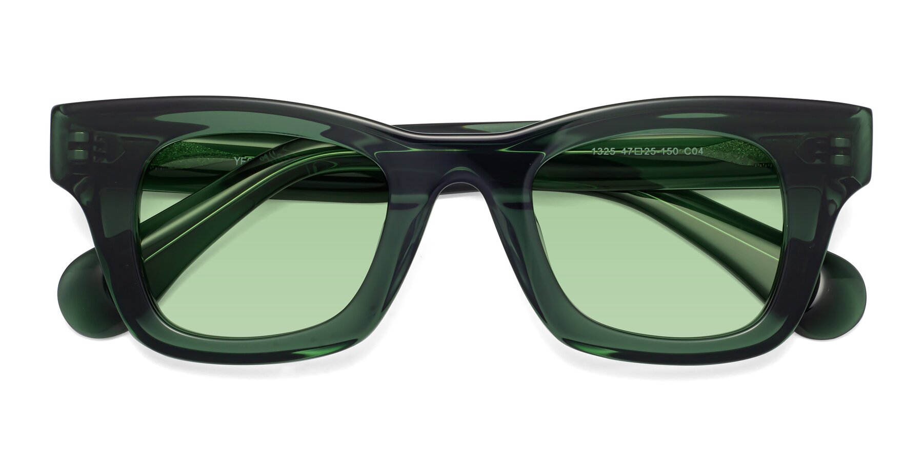 Folded Front of Route in Jade Green with Medium Green Tinted Lenses