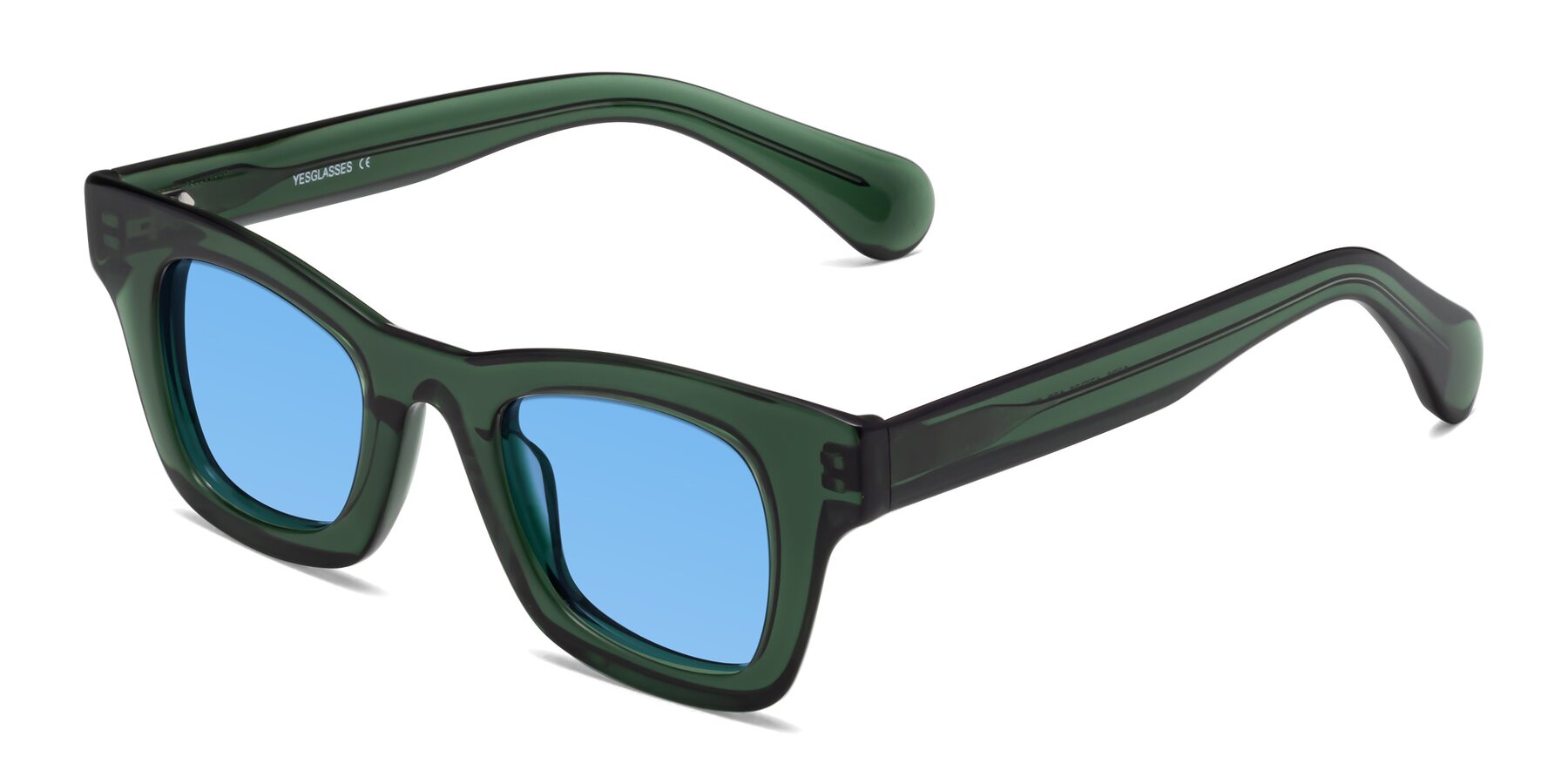 Angle of Route in Jade Green with Medium Blue Tinted Lenses