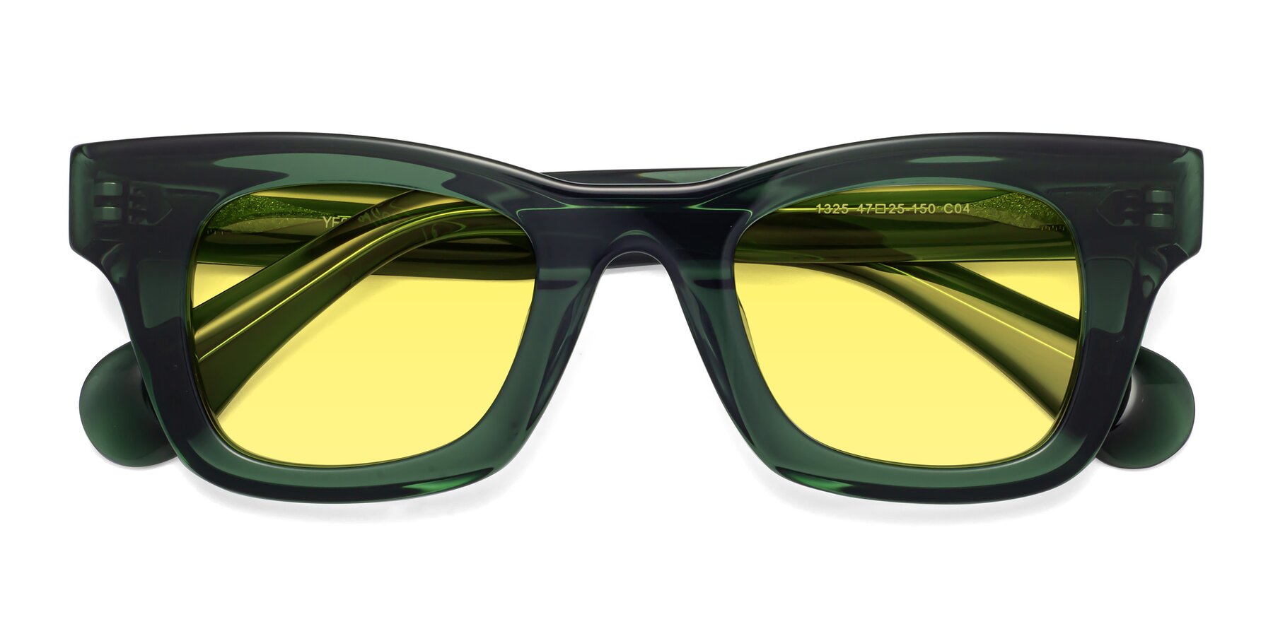 Folded Front of Route in Jade Green with Medium Yellow Tinted Lenses