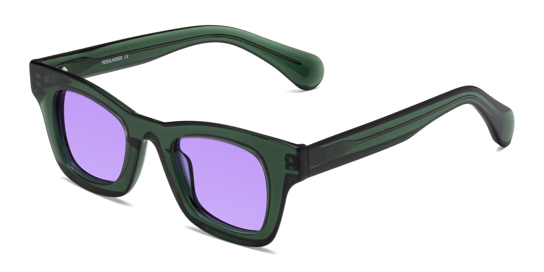 Angle of Route in Jade Green with Medium Purple Tinted Lenses