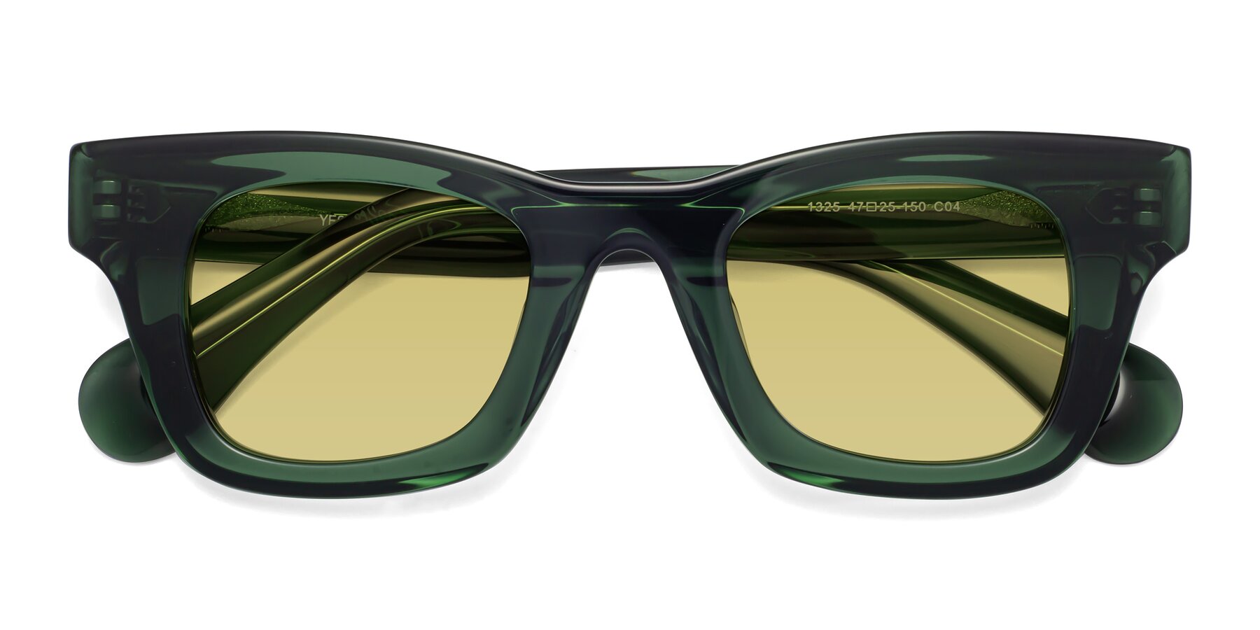 Folded Front of Route in Jade Green with Medium Champagne Tinted Lenses