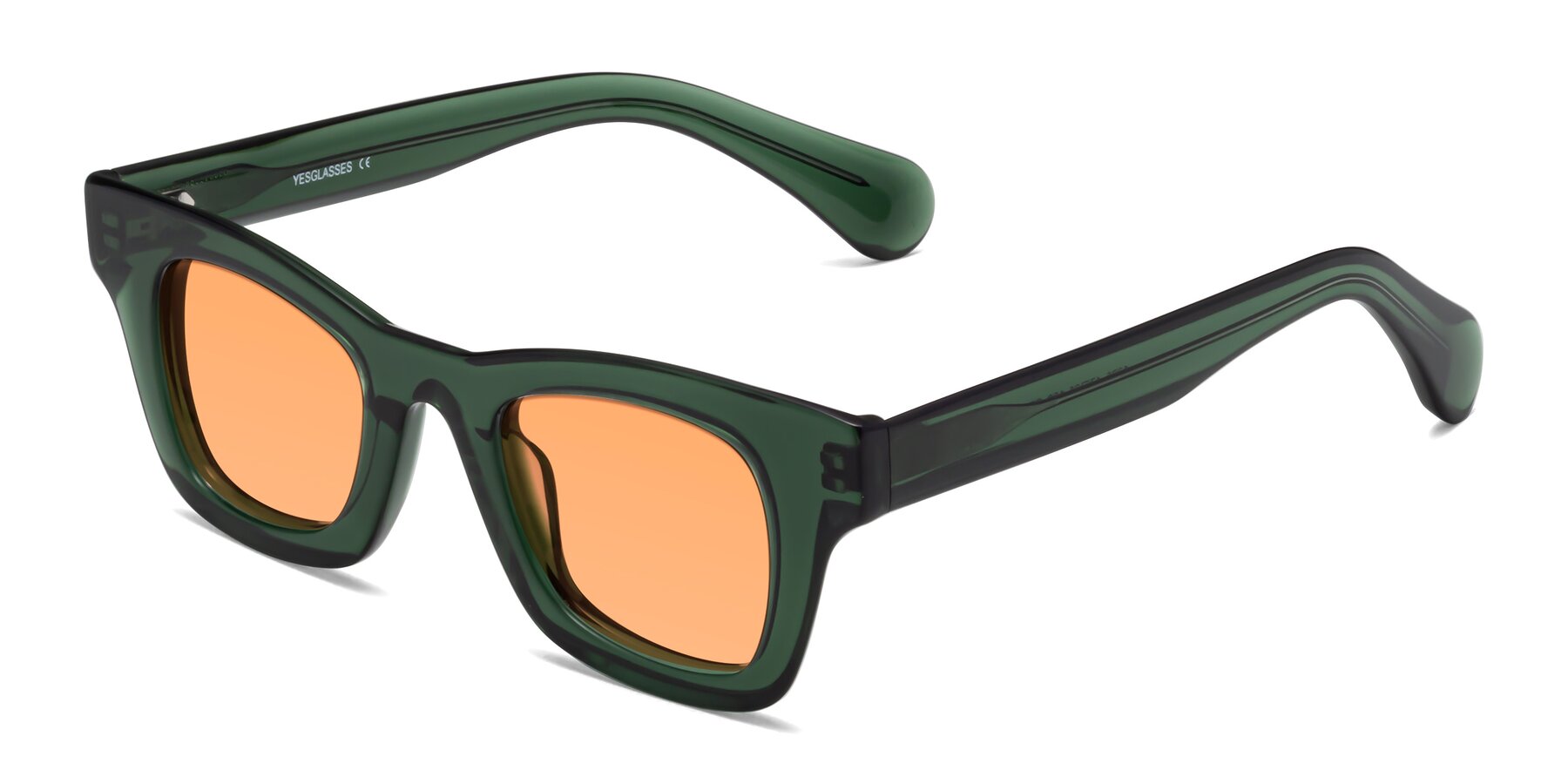 Angle of Route in Jade Green with Medium Orange Tinted Lenses