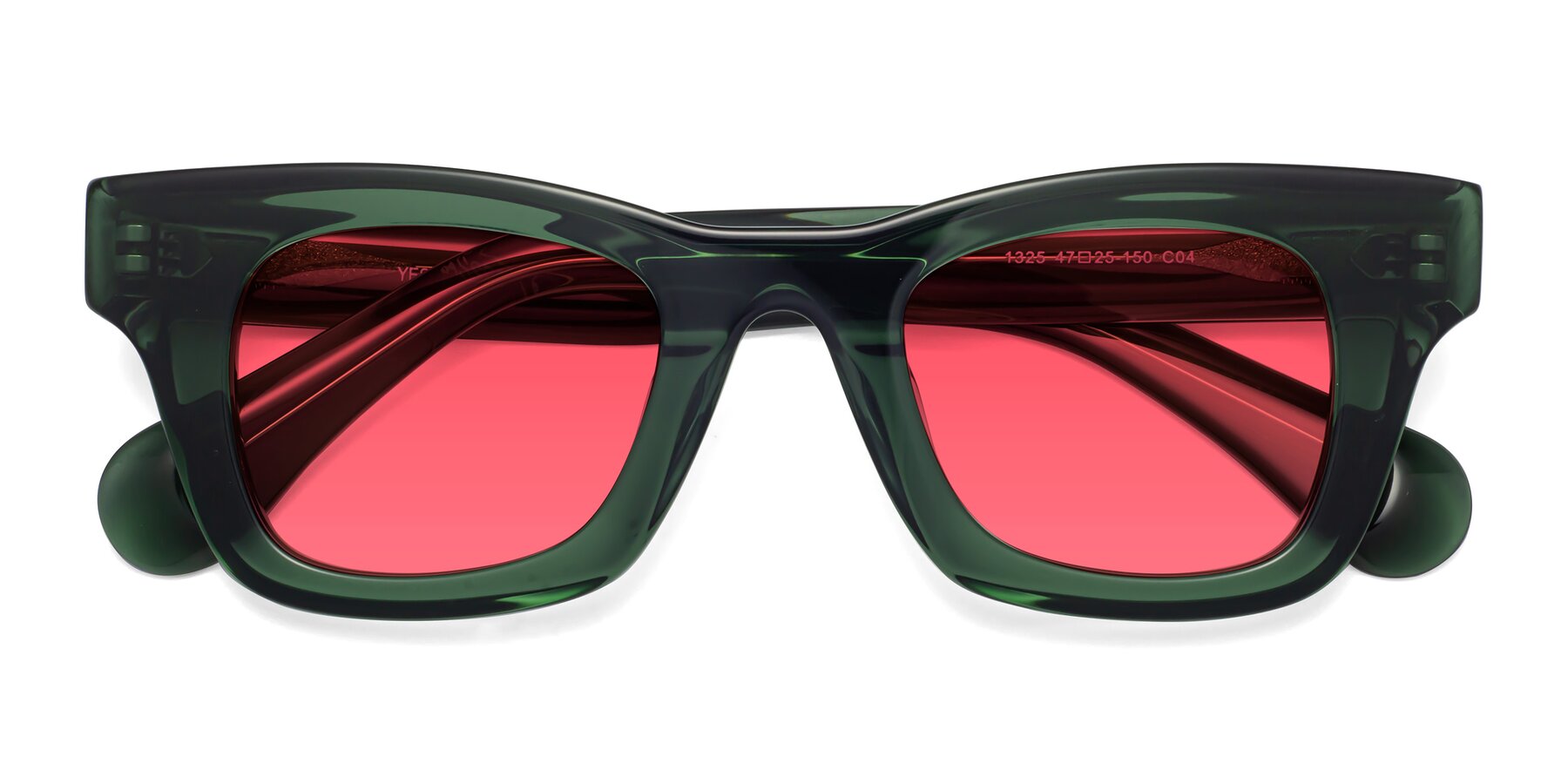 Folded Front of Route in Jade Green with Red Tinted Lenses