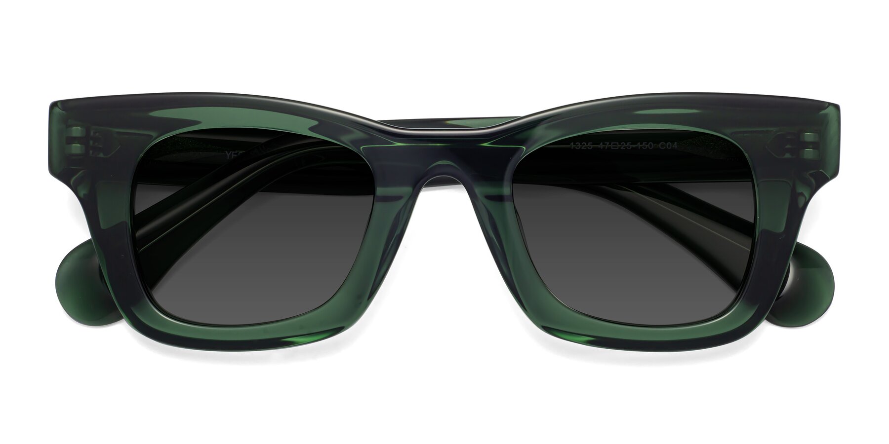 Folded Front of Route in Jade Green with Gray Tinted Lenses