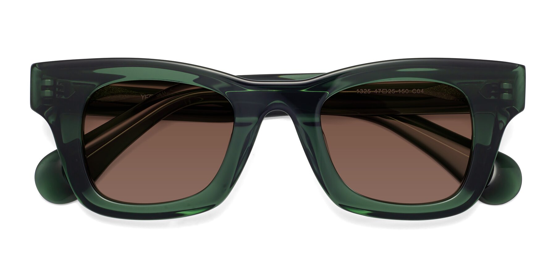 Folded Front of Route in Jade Green with Brown Tinted Lenses