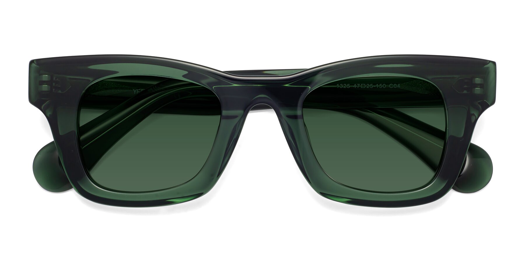 Folded Front of Route in Jade Green with Green Tinted Lenses
