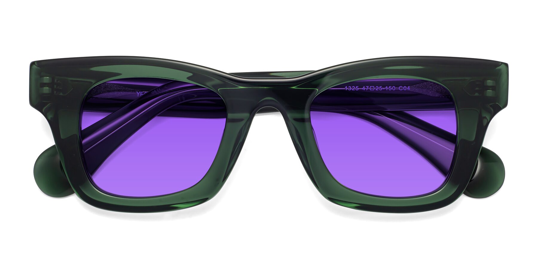 Folded Front of Route in Jade Green with Purple Tinted Lenses