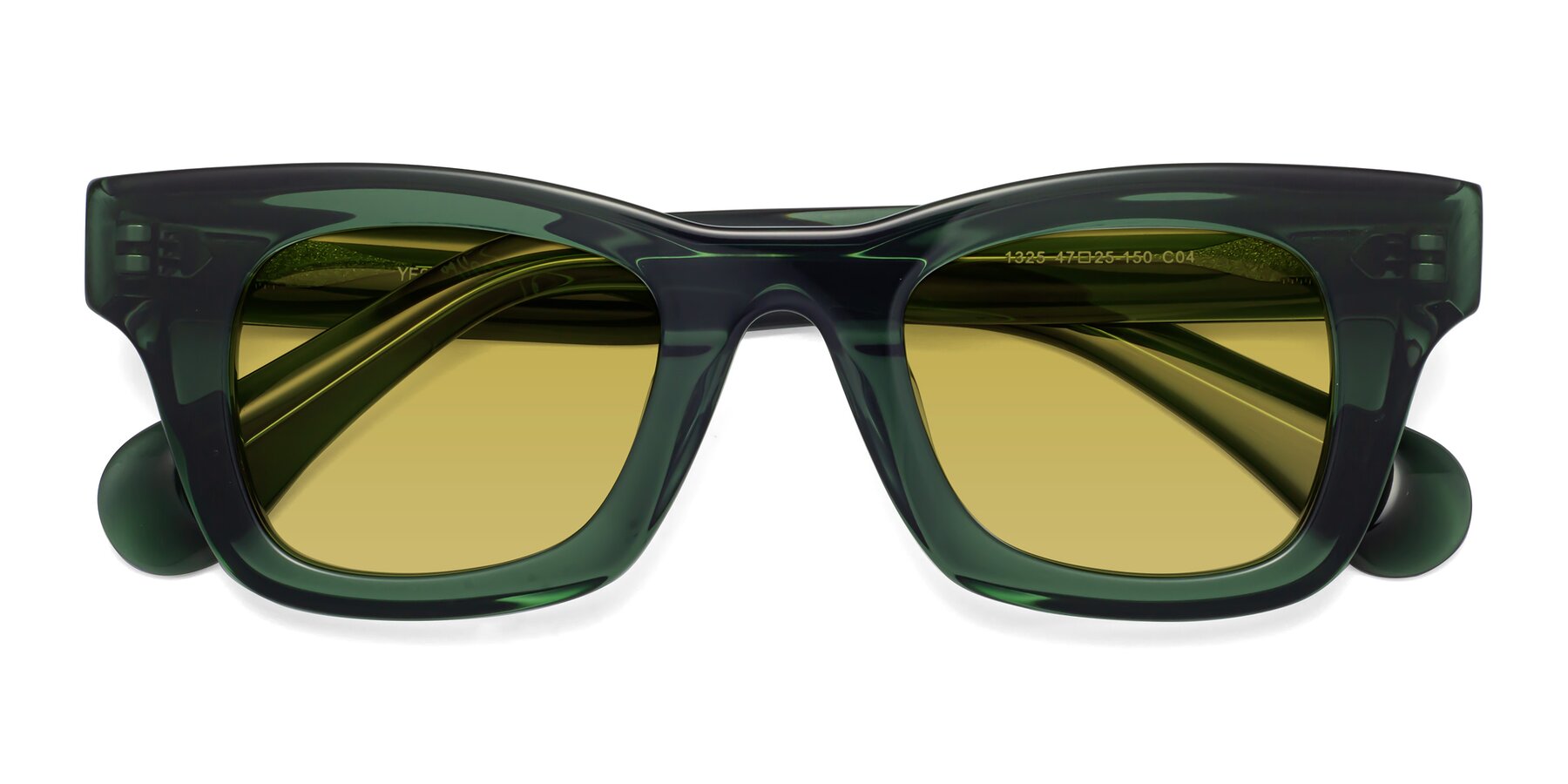 Folded Front of Route in Jade Green with Champagne Tinted Lenses