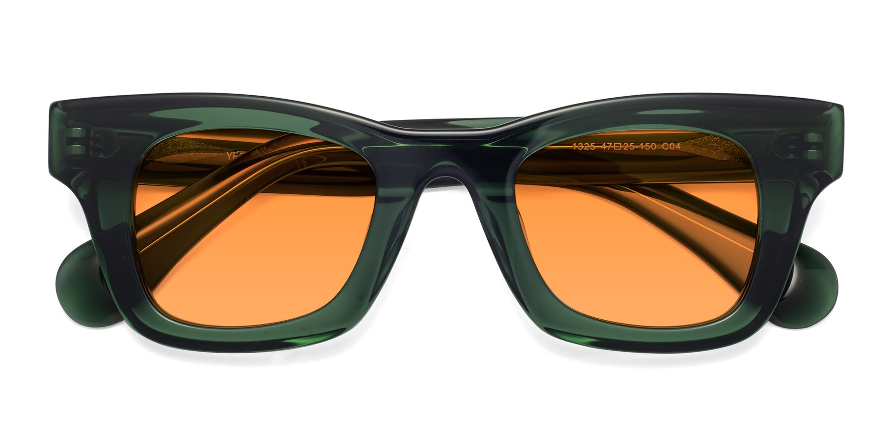 Folded Front of Route in Jade Green with Orange Tinted Lenses