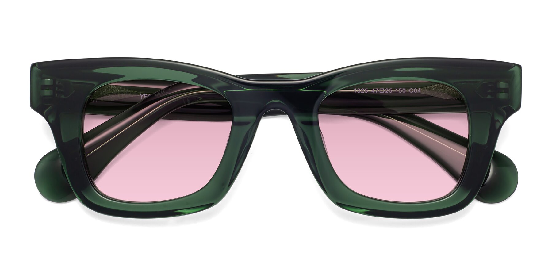 Folded Front of Route in Jade Green with Light Wine Tinted Lenses