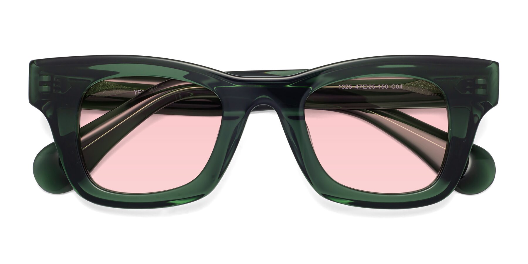 Folded Front of Route in Jade Green with Light Garnet Tinted Lenses