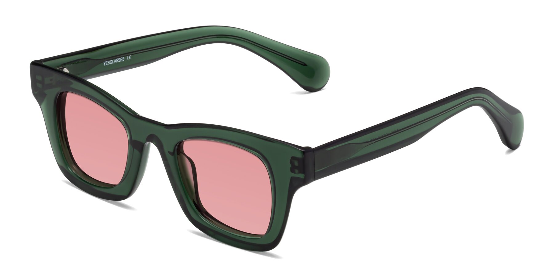 Angle of Route in Jade Green with Medium Garnet Tinted Lenses