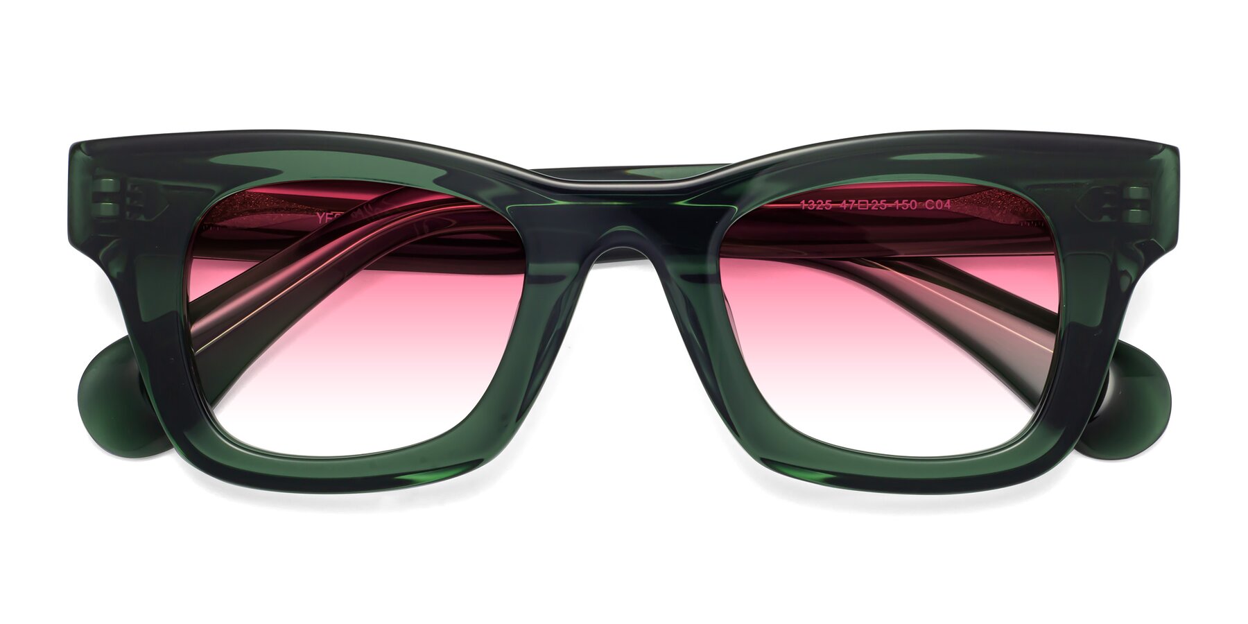 Folded Front of Route in Jade Green with Pink Gradient Lenses