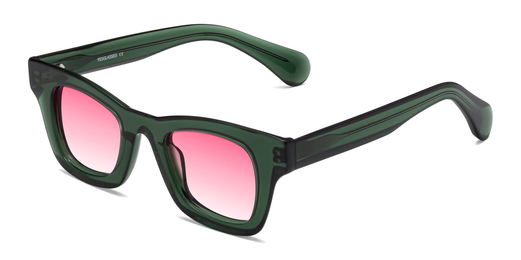 Angle of Route in Jade Green with Pink Gradient Lenses